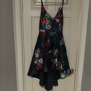 Sequin Hearts Floral High Low Dress - Black, Red, Blue